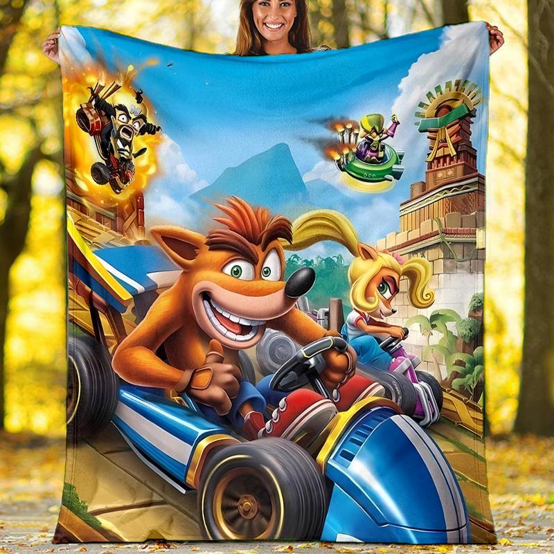 Crash Bandicoot printed throw blanket—lightweight,soft,warm;versatile blanket for all seasons—perfect as &air-conditioning throw,nap blanket