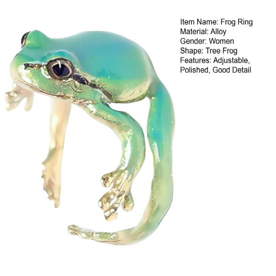 Frog Ring Cute Colorful Adjustable Tree Frog Rings Handmade Fun Jewelry Perfect Unique Gift Cute Animal Rings for Beach Summer Party.