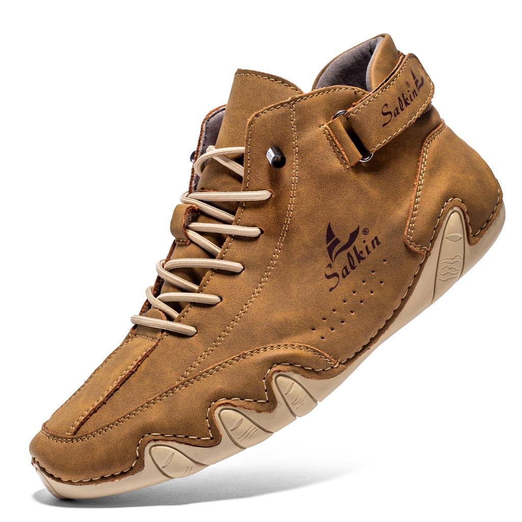 Men' Hand-stitching Split Leather Shoes Loafers Comfortable Ankle Boots For Men Casual Shoes Moccasins Man Flats Shoes