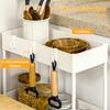 Kitchen Trolley, 4 Shelves, Hooks, Casters, 40x19x90 cm, White