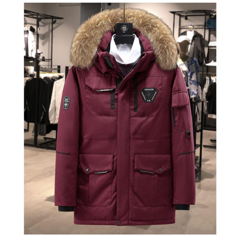 Winter Men's Down Jacket Mid-length Thickened Tooling Trend Outdoor Men's Down Jacket