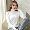 Women Knitting Tops High Collar Long Sleeve Solid Color Warm Fleece Lining Pullover Tops Slim Fit Thickened Knitwear Daily Wear