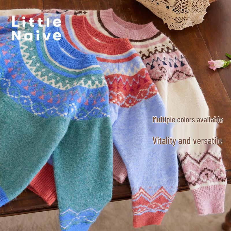 Детский цветной свитер в стиле Fair Isle для наивных девочек