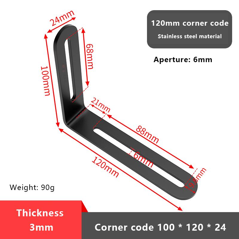 Stainless Steel Adjustable Angle Code Long Hole Activity 90 ° Right Angle Furniture Fixer L-shaped Shelf Bracket Connector