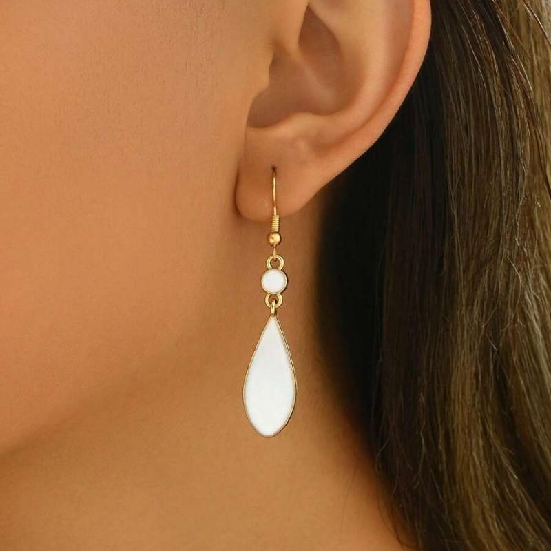 1 Pair Fashionable & Versatile Black Teardrop Dangle Earrings, Suitable For Women's Daily Outfits And Party Accessories
