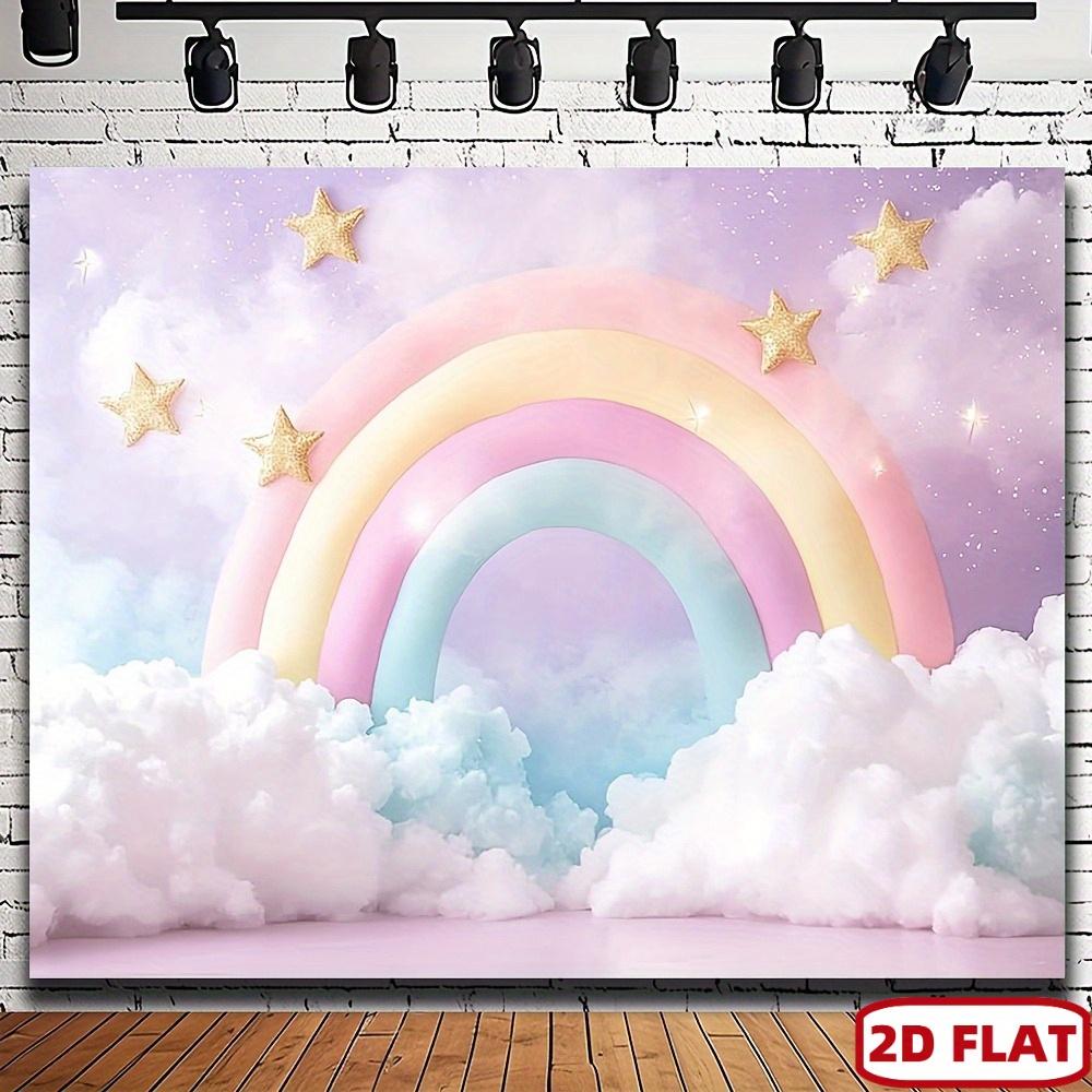 2D flat banner Pastel Unicorn Rainbow - Pastel pink Unicorn-themed party decoration birthday party