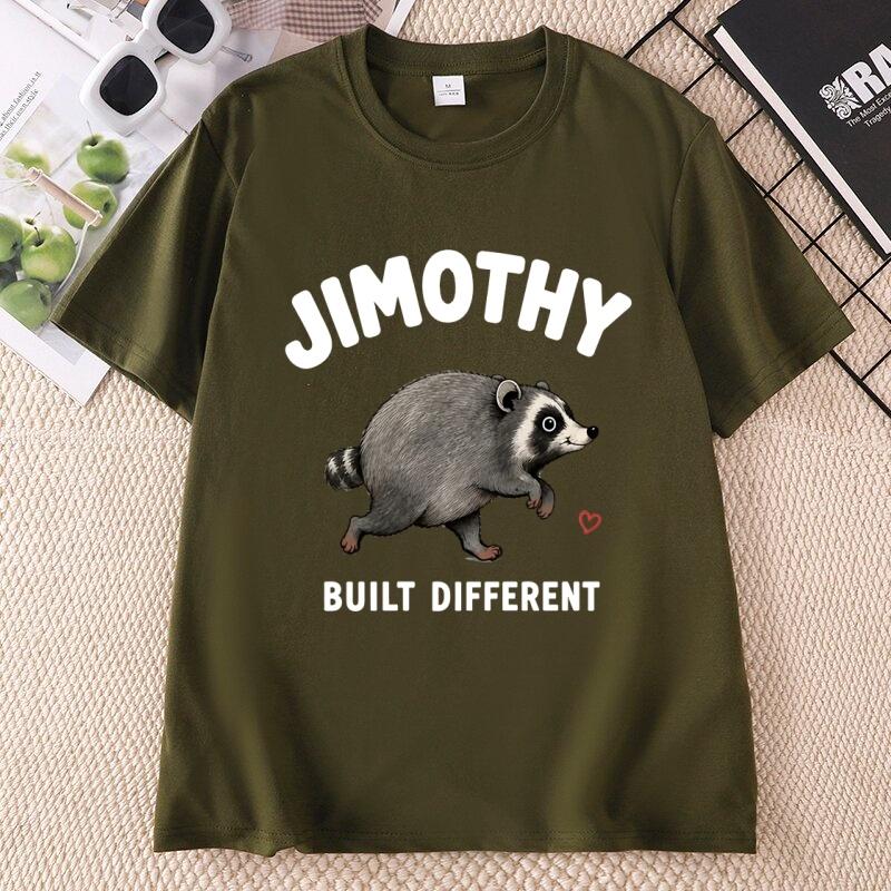 Jimothy Built Different Tshirts Raccoon TShirt Unisex Unisex Casual Round Neck Printed Animal Lover Clothesunisex Summer Tops