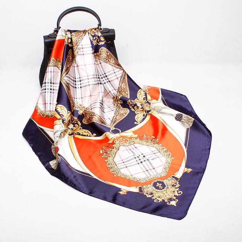 Fashion Square Scarf Women's Scarf Bib Tie Scarf Beach Towel Silk Hijab 90 * 90cm EMA