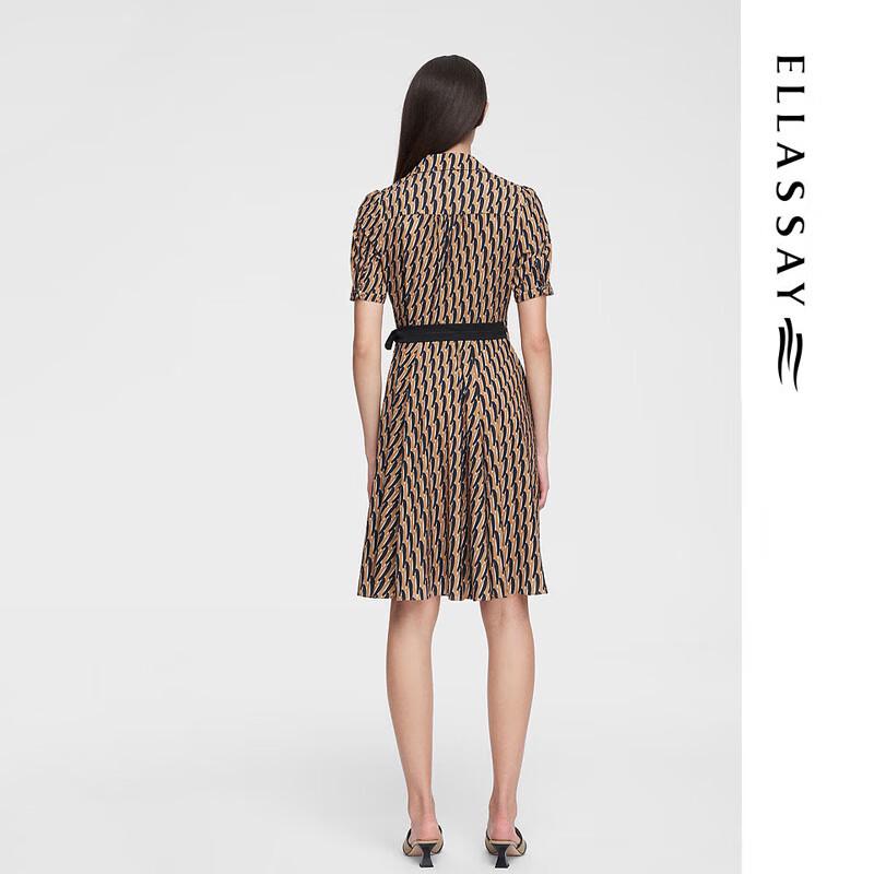 ELLASSAY Spring Floral Geometric Retro Tea Dress