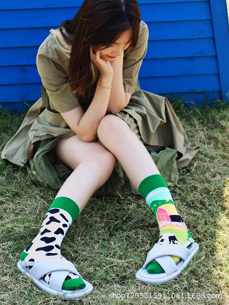 Asymmetric Colorful Christmas Cotton Socks for Couples