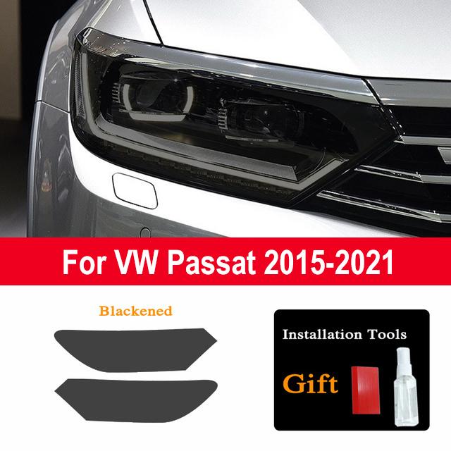 2pcs TPU Sticker Car Headlight Protective Film Headlamp Transparent Black Car Accessories For Volkswagen VW Passat B8 2015-2025