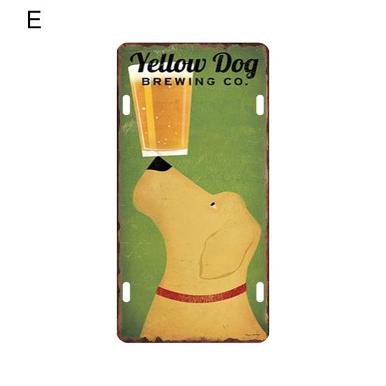 Decor Plaques Vintage Classic Animal Style Rustic Dog Print Metal Plate for Kitchen