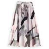 Plus Size Print Floral Skirt Women Summer Loose Elastic High Waist Chiffon Midi Skirts Lace Up Bow L-5XL Swing Jupe Femme