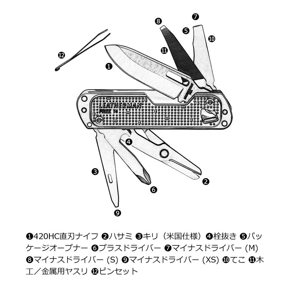 LEATHERMAN Multi Tool FREE T4 [оригинальный японский продукт] Гарантия 25 лет, маркировка LTJ включена