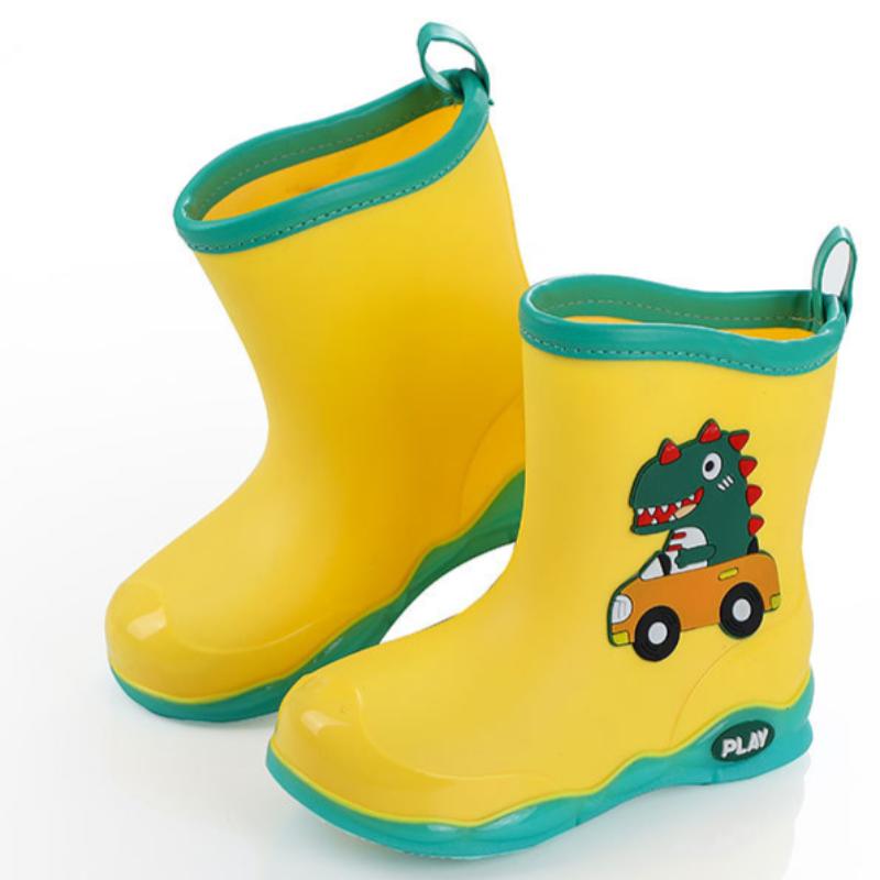 Children's Rain Boots New Cute Cartoon Rain Shoes Outdoor Waterproof Non-Slip Dinosaur Boys and Girls Shoes