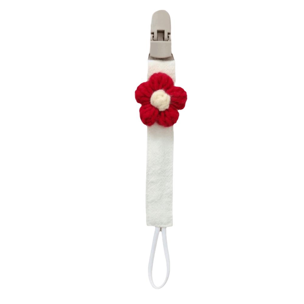 Plastic Flower Dummy Nipple Holder Plaid Embroidery Pacifier Clips Retro Baby Pacifier Chain Girls