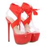 Black Sexy Thigh High Broad Band Strap Platform Sandals Women Transparent Peep Toe Club/Party Stripper 16CM Stiletto Shoes