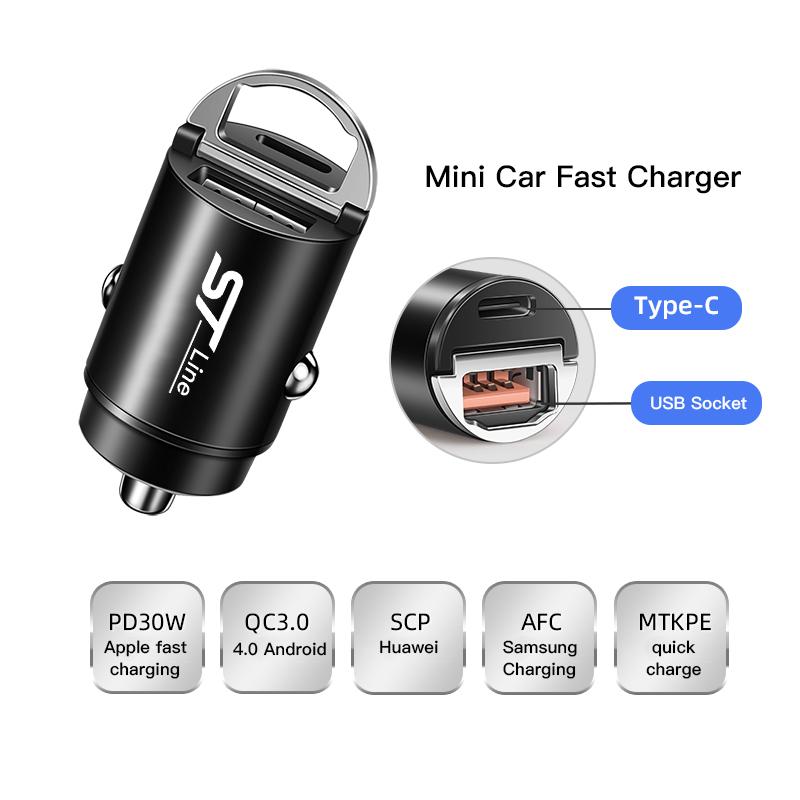 Car Charger USB Type-C Phone Hidden Fast Charging Convert Plug For Ford ST Line Focus Fiesta Mondeo Explorer v7 Escape Kuga MK2 MAX