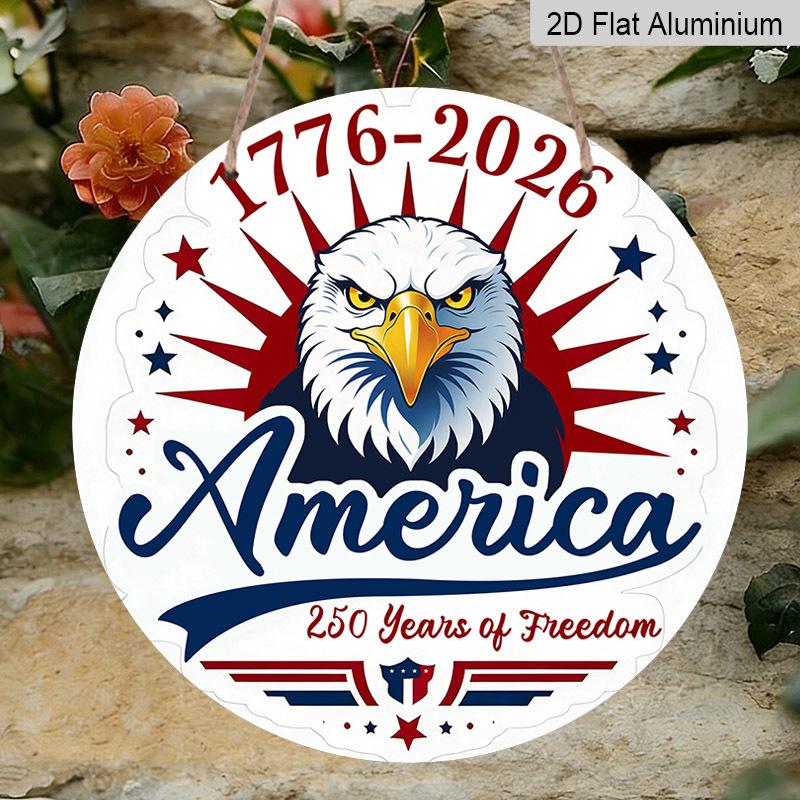 2D Flat 1pc Aluminum Independence Day-Themed Wall Decor 7.87 inches x 7.87 inches Celebrating the 250th Anniversary Patriotic Decor Suitable for