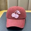 Spring and summer new Korean cherry embroidered baseball cap women's soft top casual versatile fashion cap showing face small hat