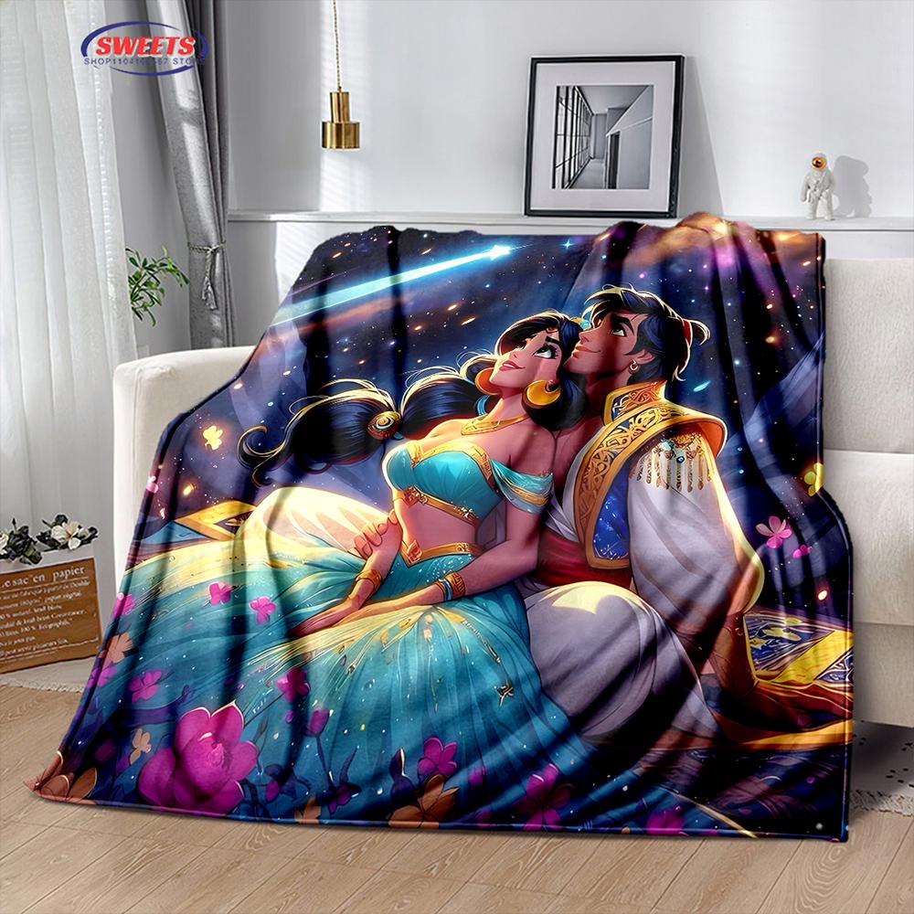 6 Sizes Princess Aladdin Blanket, Sofa Bed Cover Four Seasons Soft Fluffy Quilt Blanket, Indoor Outdoor Leisure Nap Blanket Gift