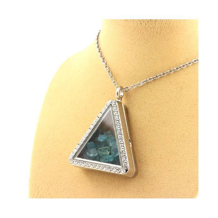 Stones and Minerals. Raw Paraiba Apatite Necklace. Triangle Model.