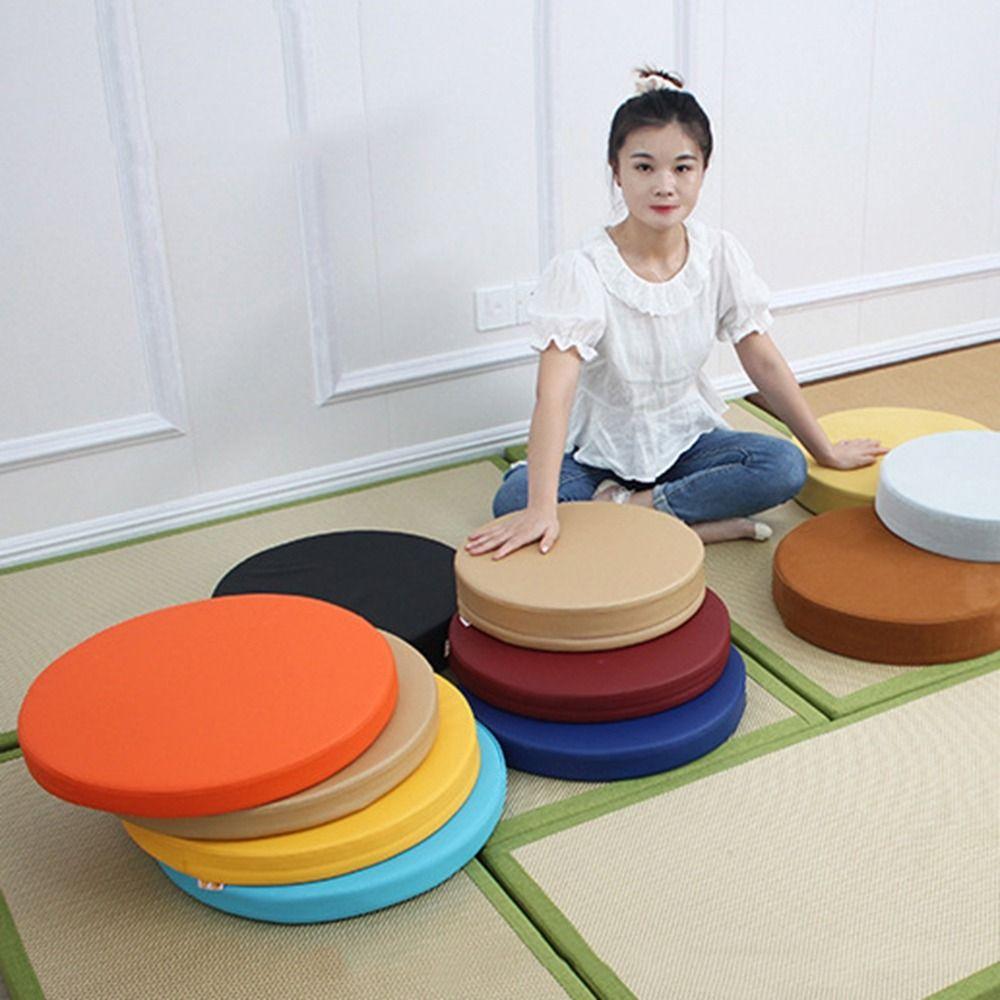 Thicken Leather Round Cushion Japanese Style Upholstered Cushion Simple Sponge Cushion  for Home