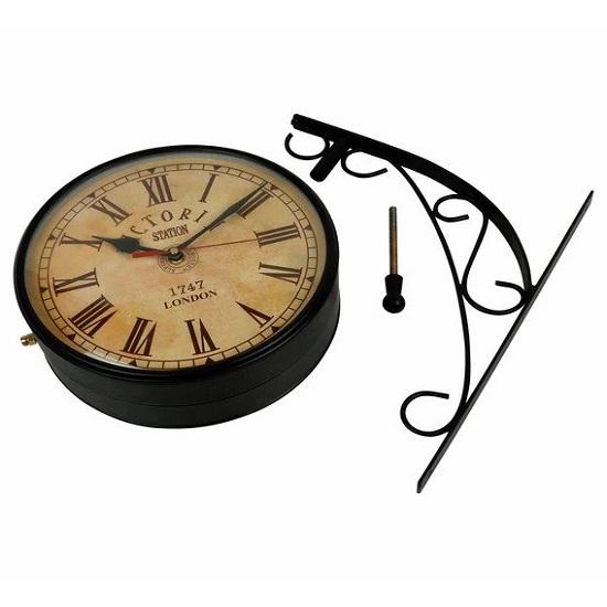 Analog Black Railway Clock Analog Wall Clock 30cm X 32cm 8 Inch Diameter Analog