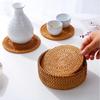 6Pcs/set Round Natural Rattan Coasters Bowl Pad Handmade Padding Cup Mat Insulation Placemats Kitchen Decoration Accessories
