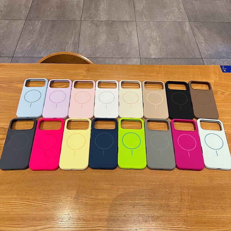 НОВЫЙ Чехол из Жидкого Силикона для iPhone 17 Pro Max Air 16 15 Plus 14 13 12 Magsafe Магнитная Беспроводная Зарядка Роскошная Накладка