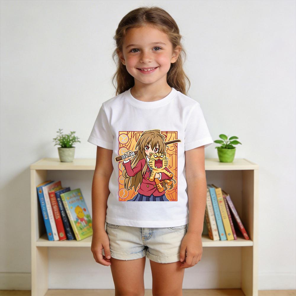 Toradora Aisaka Taiga Anime Print Cotton T Shirts for Boys Girls Kids Short Sleeve Summer Casual Top