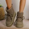 Мода Мода Дизайн на шнуровке Платформа Женские зимние ботинки Зима Искусственный мех Балетки Шерсть Теплый Хлопок Обувь Нескользящие Короткие ботинки Ботас