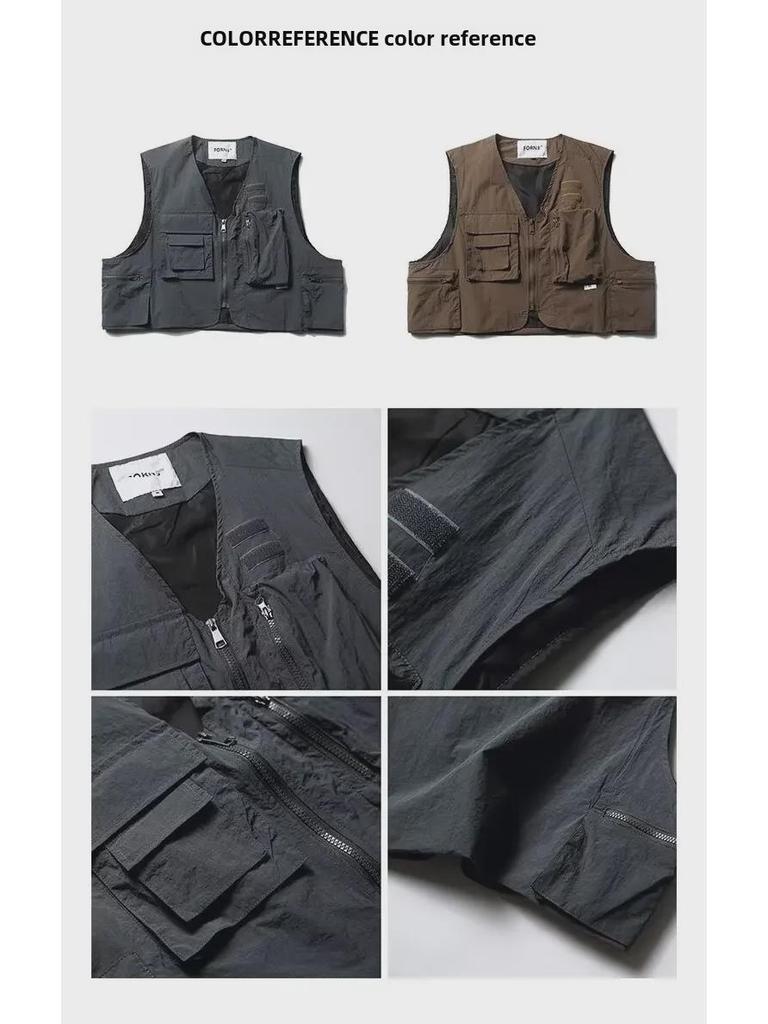 Японский ретро рабочий жилет - короткий стиль