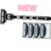 Black 5Pcs/Set 1 Machine + 4 Blades Manual Mens Hair Removal Shaving Razors with Replaceable Razors Blades