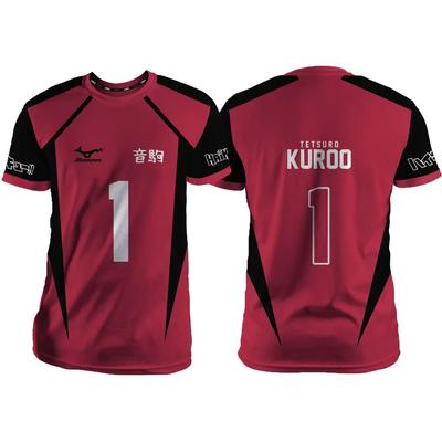 Haikyuu Nekoma Red Cartoon Anime Cosplay Мужская футболка Летняя детская унисекс футболка с коротким рукавом Топы Быстросохнущая модная женская футболка