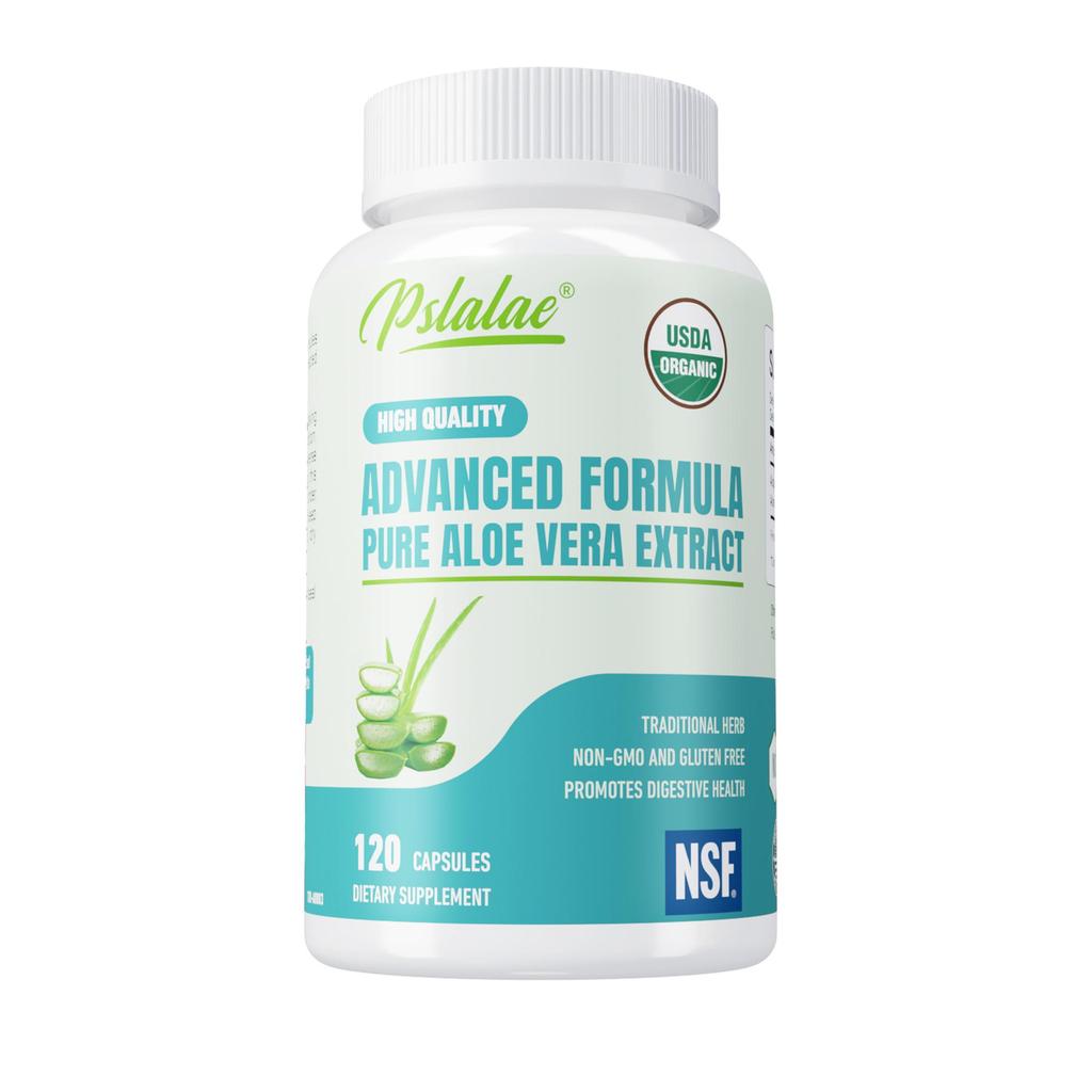 Organic aloe vera capsules, support gut health, immune health, suitable for both men and women.