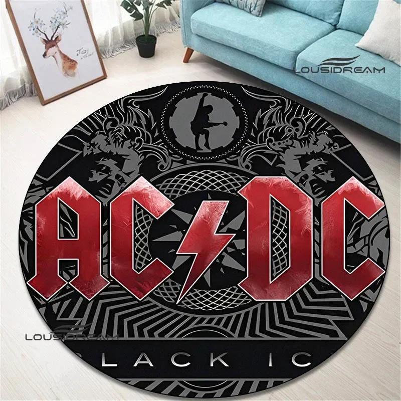 Rock band AC/DC retro printed round carpet bedroom beautiful carpet non -slip door pad floor mats area rug birthday gift
