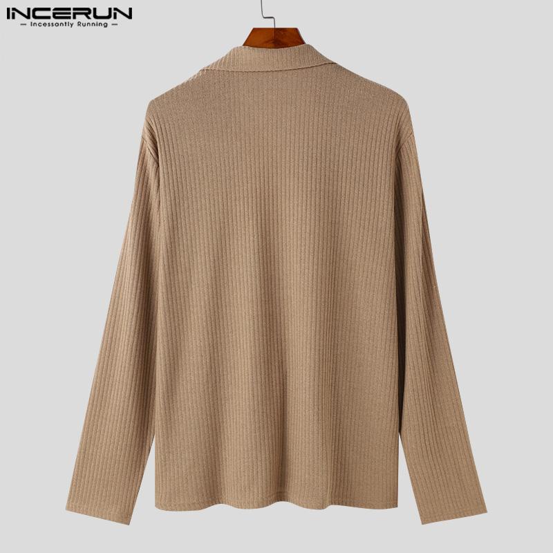 INCERUN Мужской двубортный пиджак с воротником-лацканом с длинным рукавом, повседневный свитер, пиджак