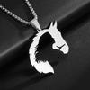 Stainless Steel Hollowed-out Retro Horse Head Girl Sweater Chain, Women's Sweatshirt Necklace, Men's Hip-hop Personality Pendant