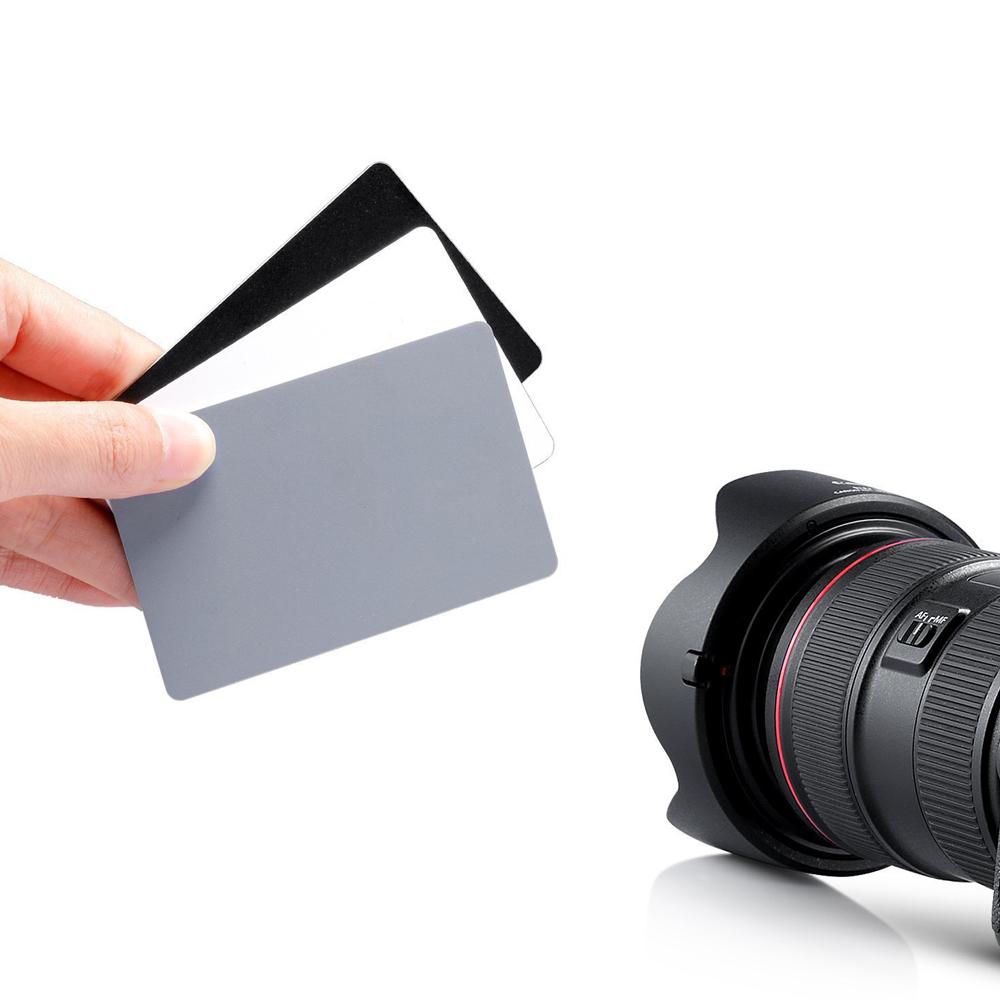 White Black 18% Gray Color Balance Cards Digital Grey Card with Neck-Strap DSLR Camera White