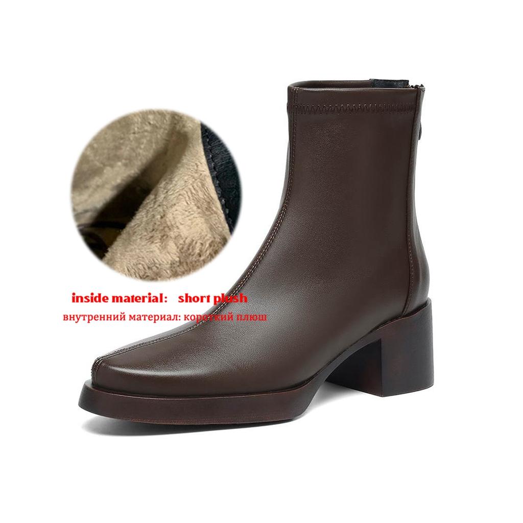 Krazing Pot Микрофибра Круглый носок Толстый каблук Современные ботинки Размер 42 Молния Платформа Красота Леди Женские Ботильоны