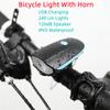 Bicycle Light 120dB Horns USB Charging Cycling Trumpet Bike Lights Flashlight Headlamp MTB Road 1200 mAh Night 240 Lm Lights