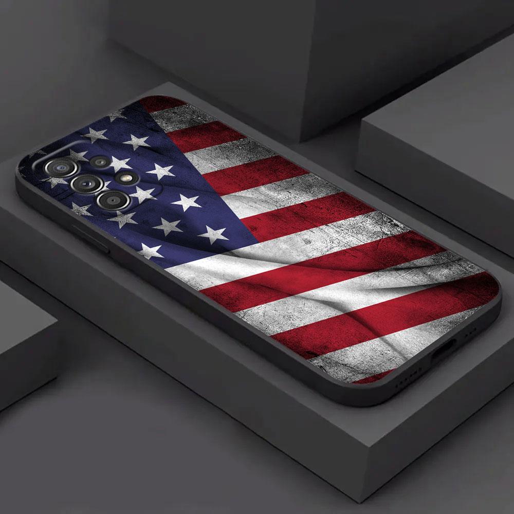 For Samsung Galaxy A55 Case A54 A52S A53 A51 A34 A35 A33 A32 A50 A72 A71 A30 A7 A9 2018 Cases Soft Cover American USA Flag Eagle