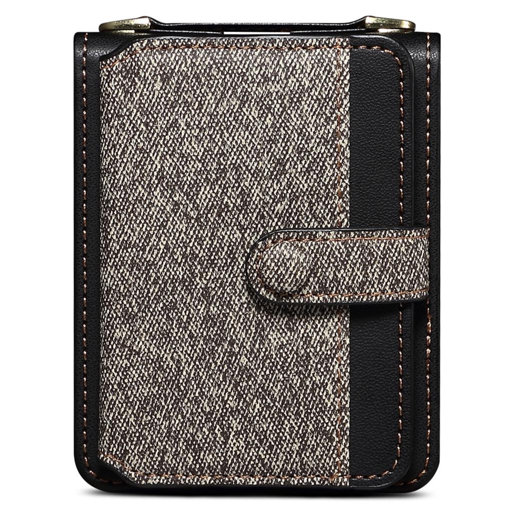 For Samsung Galaxy Z Flip6 5G Case Splicing Color Leather Phone Cover with Card Slot Holder Lanyard