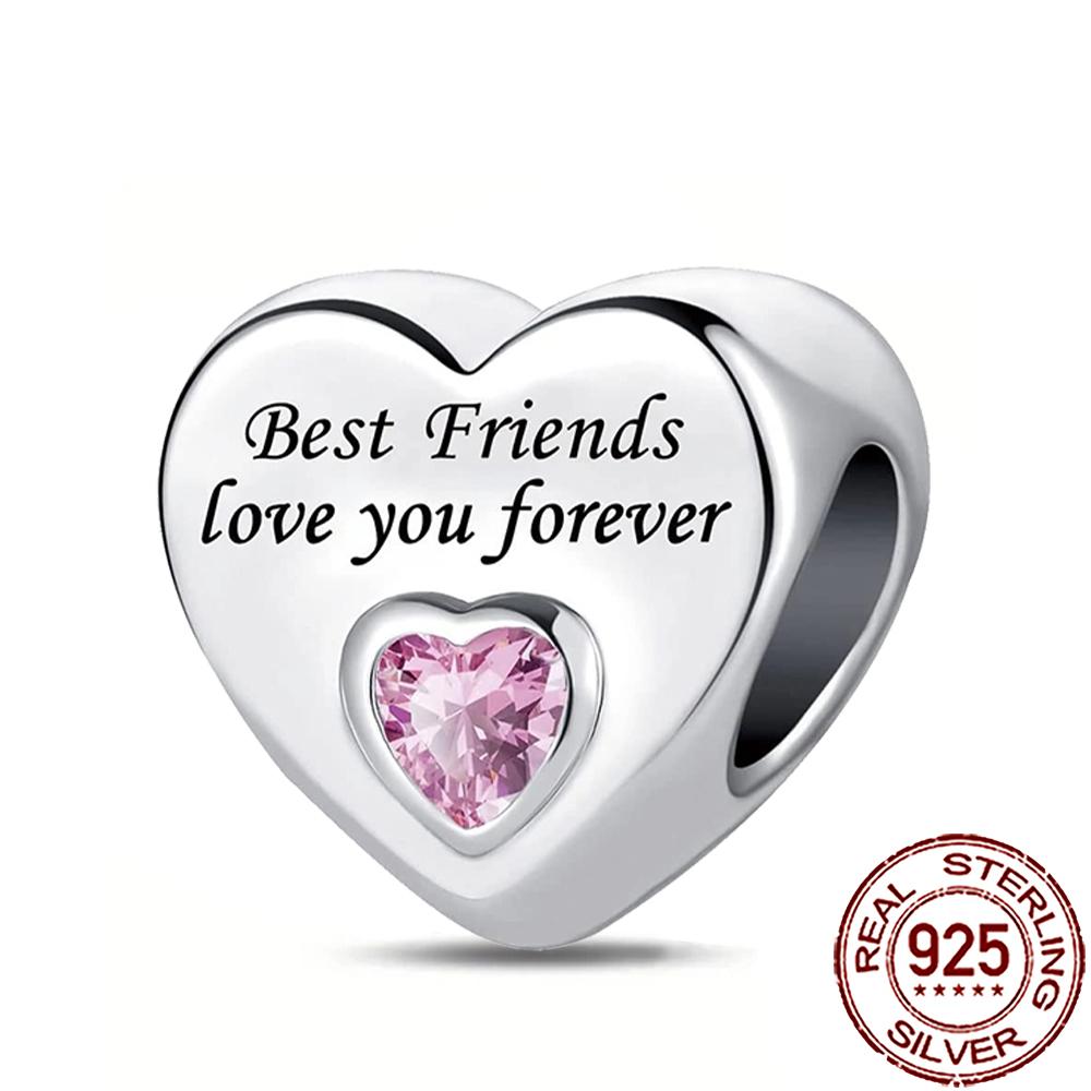 New Charms 925 Silver Sister Daughter Mum Mother Family Love Heart Beads Fit Origina Bracelet Necklace DIY Jewelry