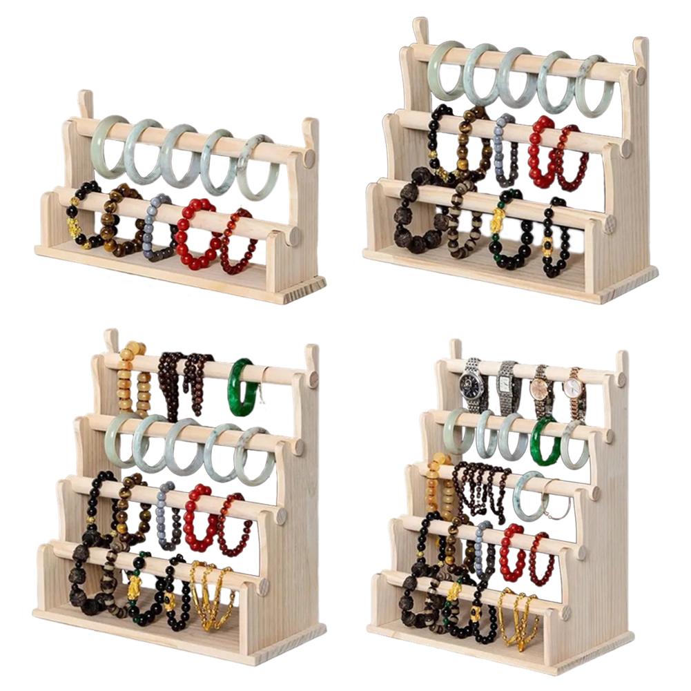 Деревянная подставка для браслетов Многоярусный органайзер для браслетов Многофункциональная стойка для хранения браслетов для часов, браслетов, резинок для волос