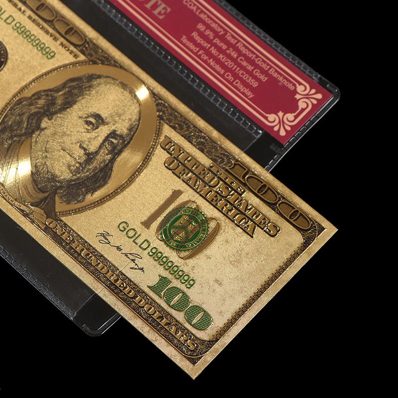 1Pc Coa Normal Gold Banknote New Product Gold Foil Banknote In Pvc Plastic Frame