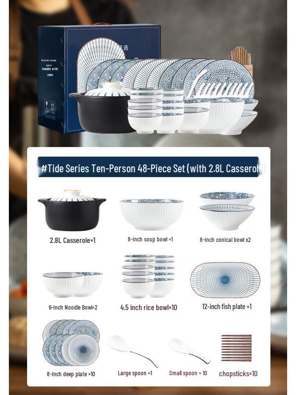 Mode Lanka Japanese Wave 21-Piece Ceramic Dinnerware Set