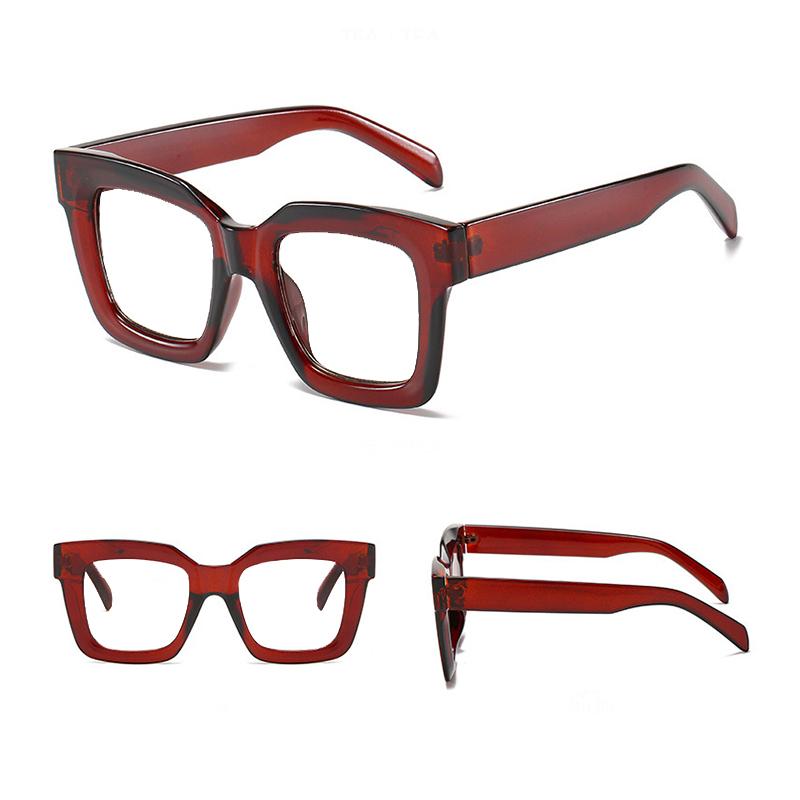 New Blue Light Blocking Women'S Presbyopic Glasses Transparent Brown Big Square Reading Glasses Astigmatism Prescription Eyewear