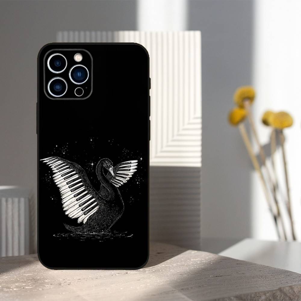 Чехол для телефона с рисунком клавиатуры и пианино для iPhone 16, 15, 14, 17, 13, 12, 11 Plus, Pro Max, XS, X, XR, SE, Mini, 8, 7, Мягкий силиконовый черный чехол